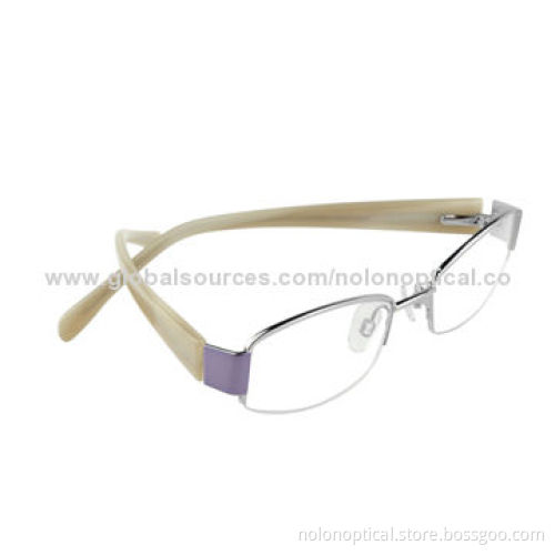 High-quality Metal Half-rimless Women's Eyeglass Frame, Logos Can be Printed